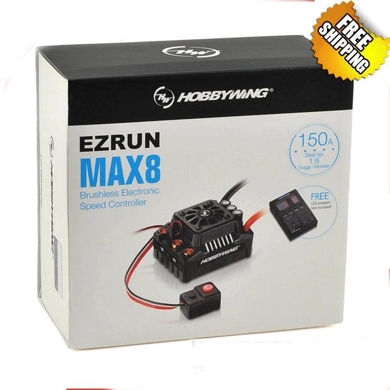 Щеточный электронный регулятор скорости Hobbywing EZRUN Max8 V3 150A Водонепроницаемый бесщеточный ESC для RC 1/8 Traxxas E-REVO Traxxas на высшем уровне дикари Thunder Tiger(Т-образный штекер