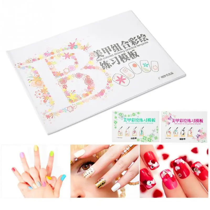 

Nail Art Practice Paper Book Colored Drawing Painting Practice Template Manicure Tools