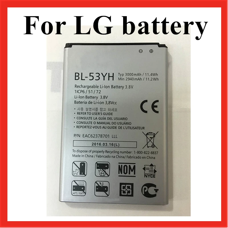 Оригинальный bl53yh Батарея BL-53YH для LG G3 D858 F470 D830 D851 D859 D850 F400 D855 D857 F460 VS985 Батареи |