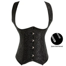 Sexy Shaper Corset Karset Bustier Women Plus Size Drawstring Front Closure Solid Black Straps Satin Steel Boned Top drawstring front ruffle bardot top