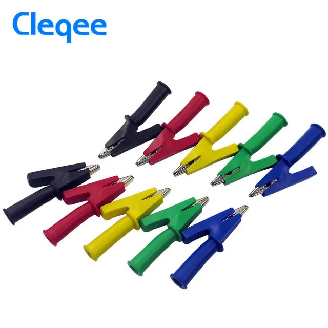 Cleqee P2002 10 шт. 5 цветов 380 В 20A зажимы челюстного типа «крокодил» Джек тестовые папки безопасности Выдерживает напряжение для 4 мм разъем типа банан