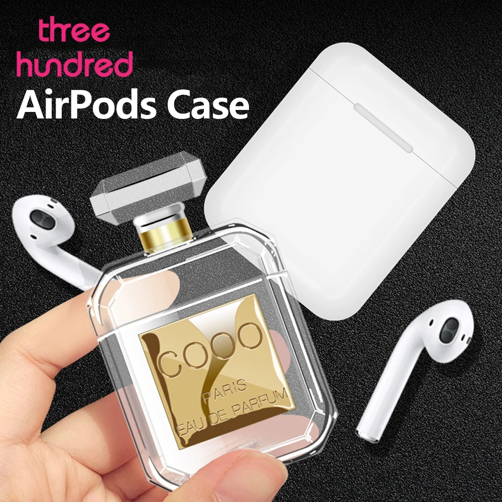 

three hundred Silicone Case For Airpods Case with Cute Fur Ball Keychain Strap Perfume AirPod 2 Case Design for Girls and Women