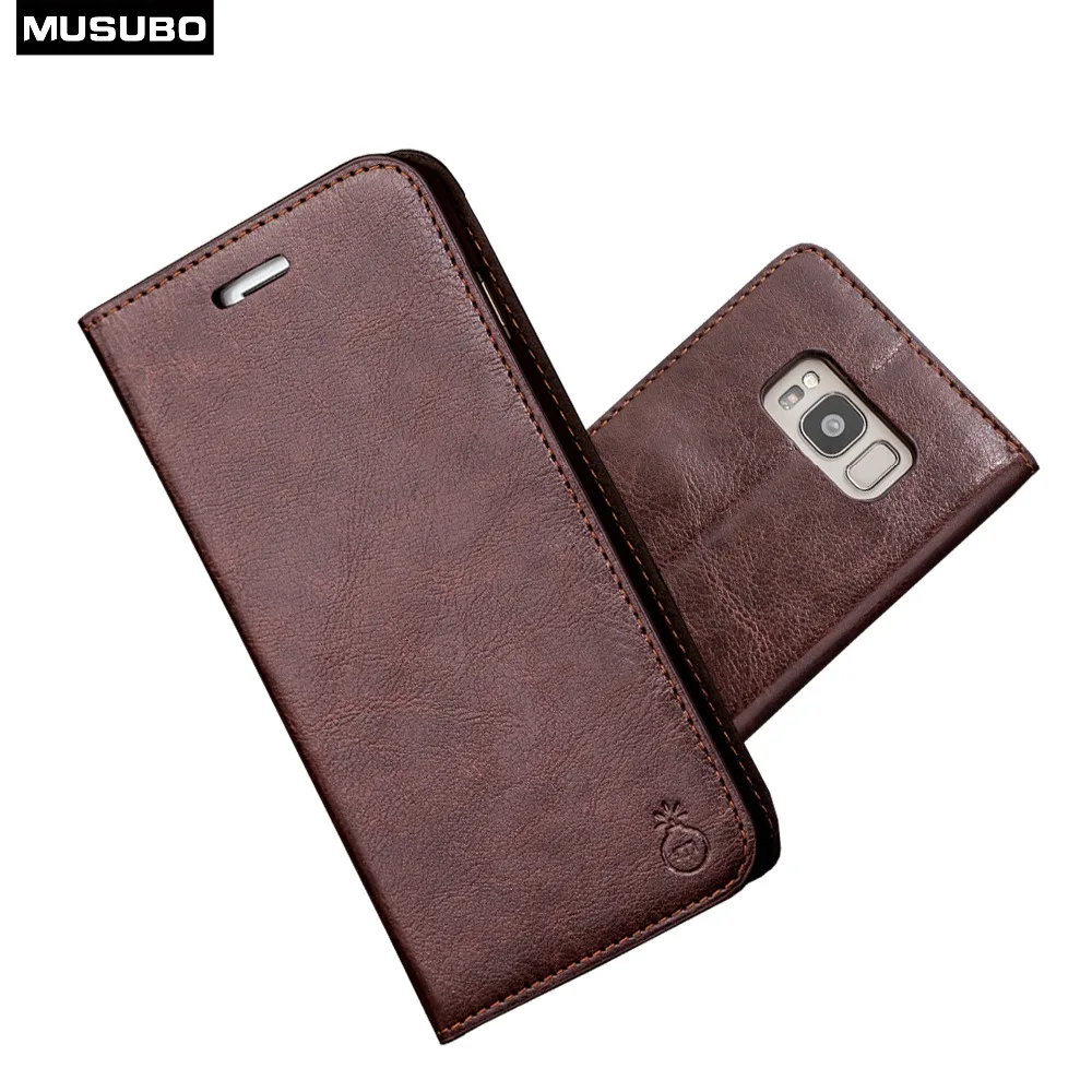Роскошный кожаный чехол MUSUBO для samsung galaxy S5 S8 S9 Plus Note8 бумажник мобильного телефона