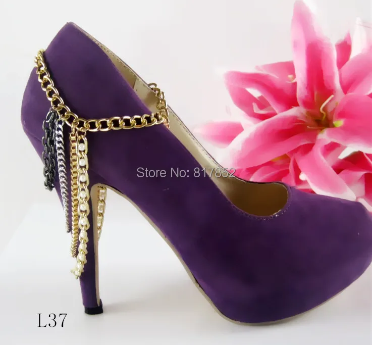 L37 Для женщин металлическое украшение на обувь загрузки цепочка на шею ювелирные изделия, три ряда Цвета Mix