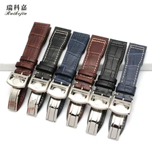 Складной Кожаный ремешок с пряжкой для мужчин 20 мм 21 мм 22 мм для пилотов IWC Mark 18 португальский инженер Portofino кожаная цепочка для часов