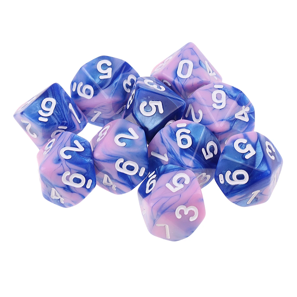 10pcs 10 Sided D10 Polyhedral Dice Double Color for DND RPG MTG Dungeons and Dragons Table Board Game Accessories