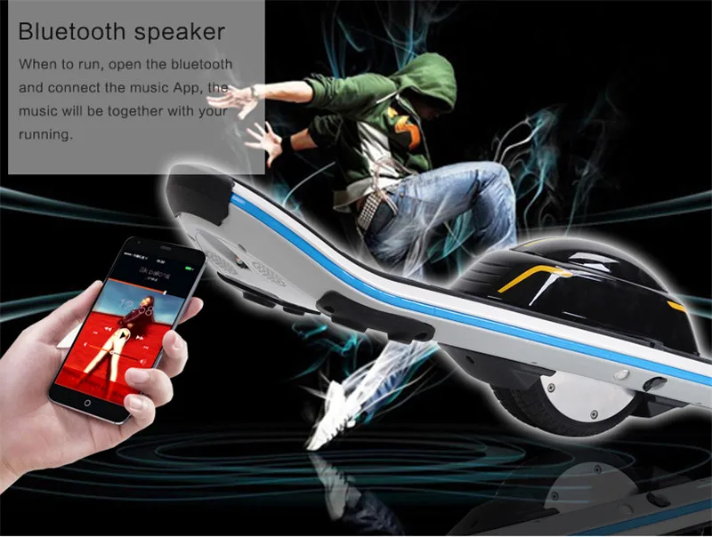 Daibot Electric Scooter 500W One Wheel Electric Scooters Bluetooth Speaker Cool LED Light 36V Hoverboard Electric Skateboard