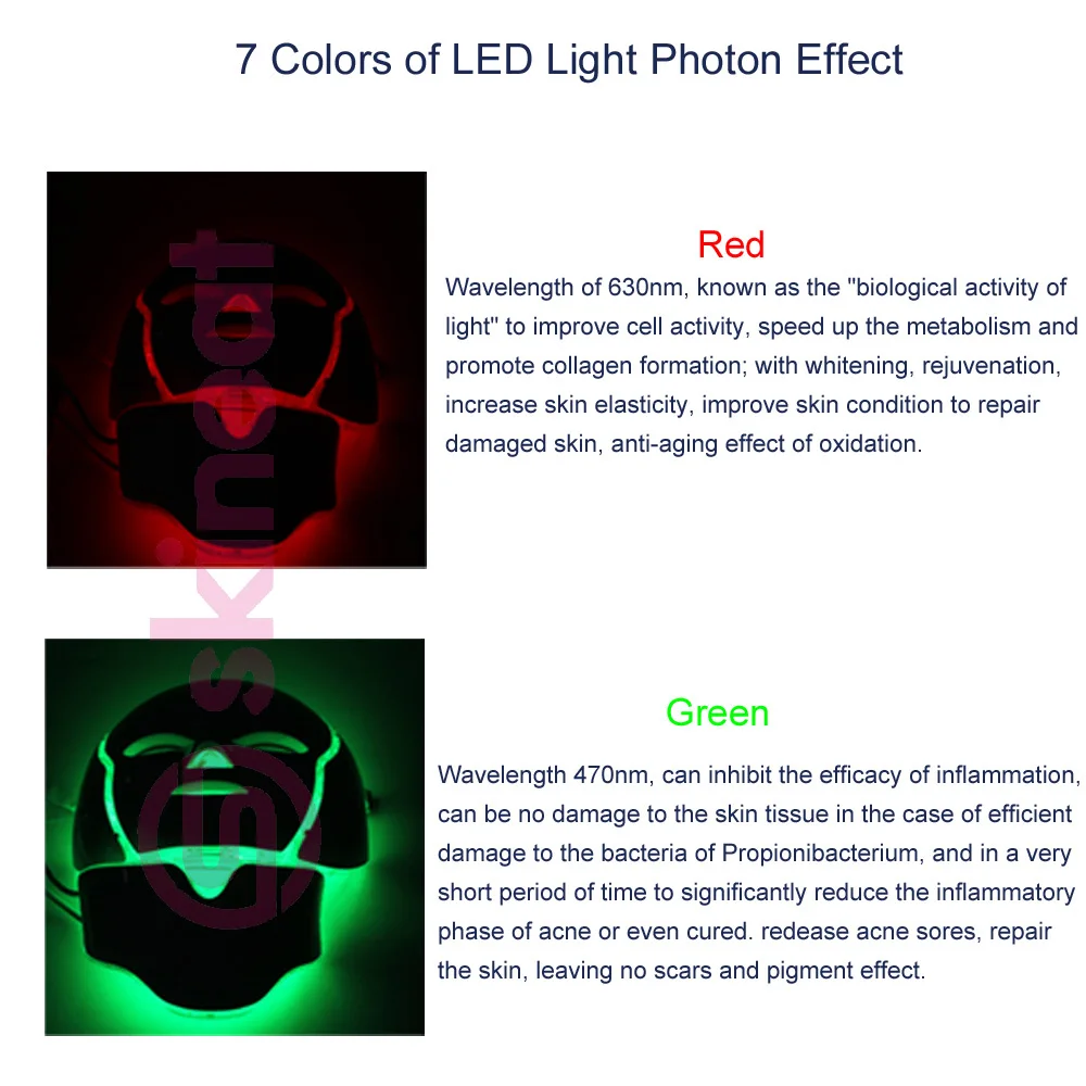 Skineat 7 цветов светодиодный маска для шеи лица против морщин устройство удаления акне Красота спа устройство омоложение кожи белый маска для лица