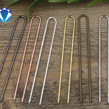 MINGXUAN 10 шт./лот 2 мм* 120 мм необработанные латунные палочки для волос цвета розового золота u-образные шпильки для волос установка пустой базы для женщин ювелирные изделия
