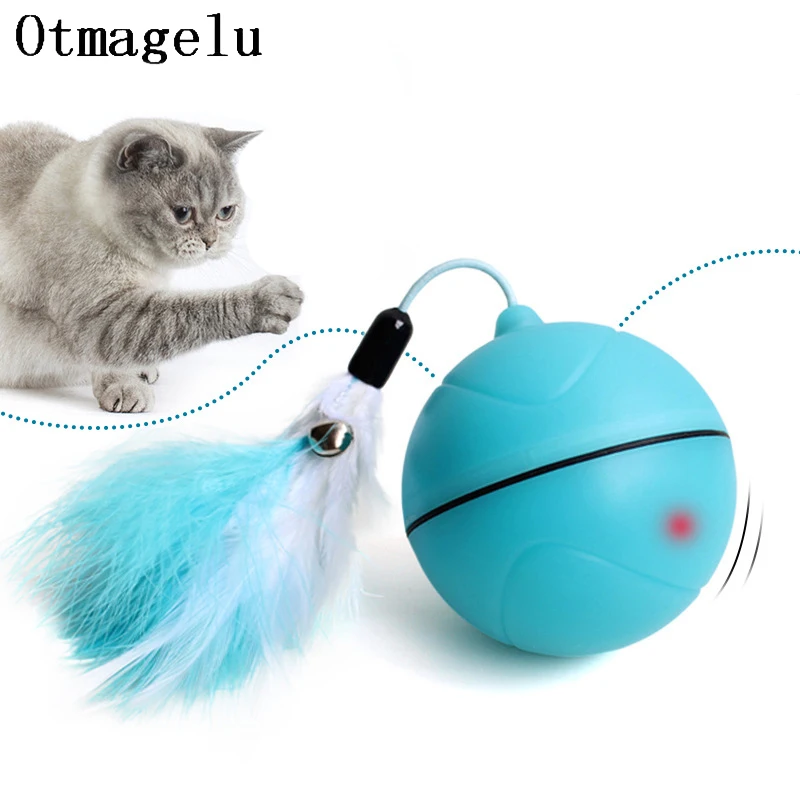 Funny Pet Dog Cat Toys Chargable LED Scrolling Glowing Balls with Feather Bell Sound Silicone Balls Agile training Catch Cat Toy9