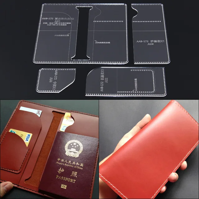 Handmade DIY Passport holder long wallet Template Clear Acrylic Leather Pattern Leathercraft ...