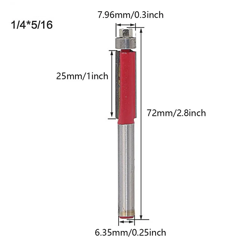 1/4 "хвостовик 1/4"-1/2 "лезвие для обработки древесины отделка маршрутизатор бит инструмент Обрезка нож 65 мм карбидный хвостовик фреза