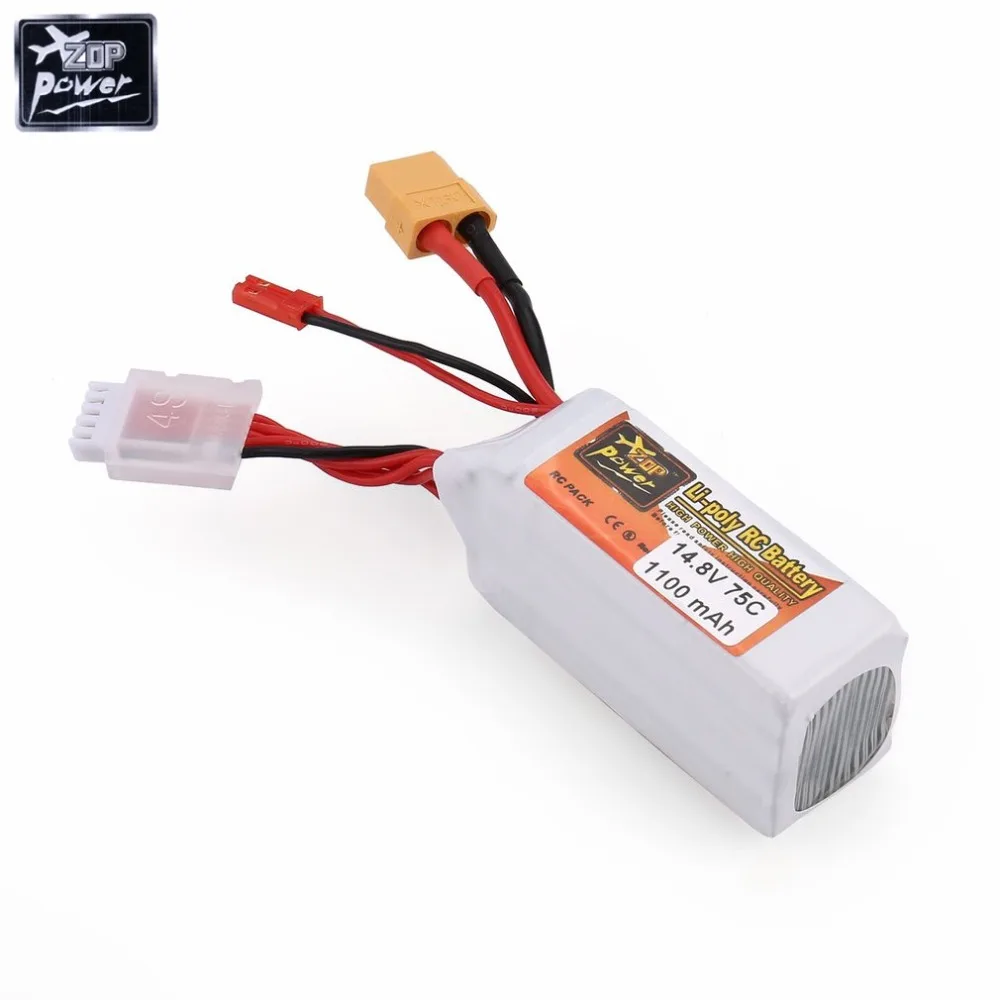 

ZOP Power 14.8V 1100mAh 75C 4S 1P Lipo Battery JST XT60 Plug Rechargeable For RC Racing Drone Helicopter Car Boat Model