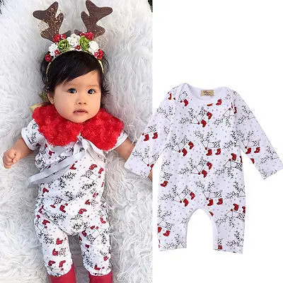 

Newborn Infant Baby Girl Rompers Deer Print playsuit Jumpsuit Outfits Costume