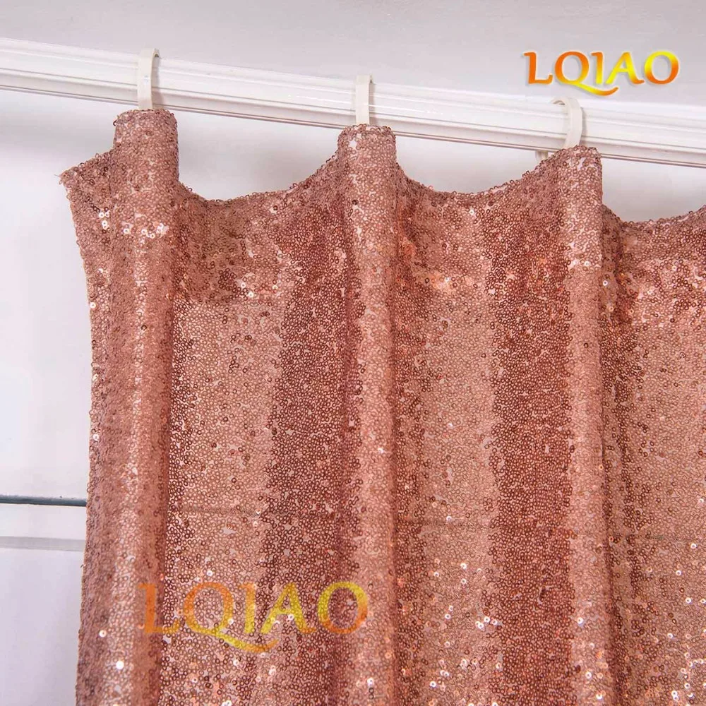 Lqiao Sequin Curtain Backdrop 60x250cm Shimmer Rose Gold