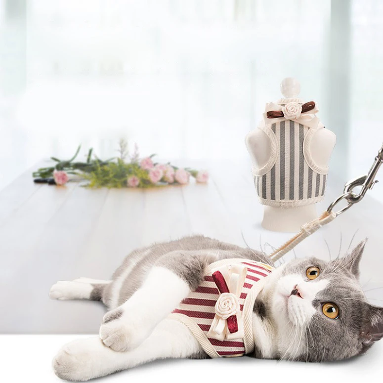 

Cat Dog Harness and Leash Set Puppy Kitten Walking Harnesses Vest Traction Belt For Small Dogs Cats