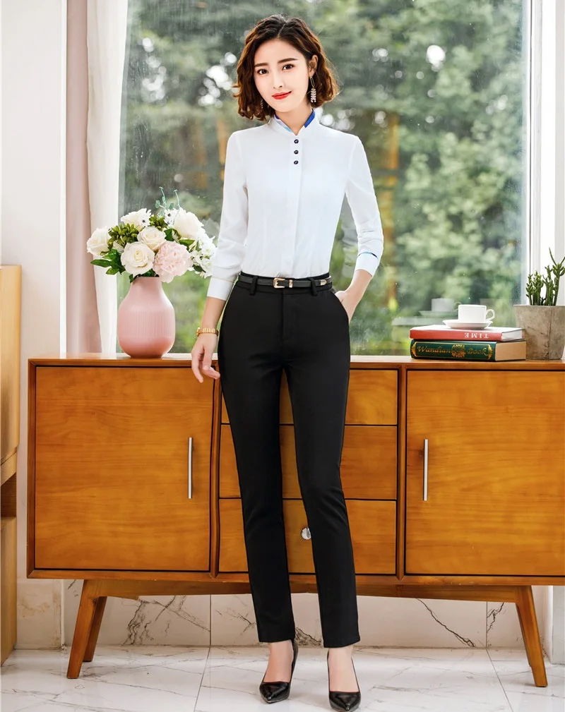 Aliexpress.com : Buy Fashion Ladies White Blouses Women Business Suits ...