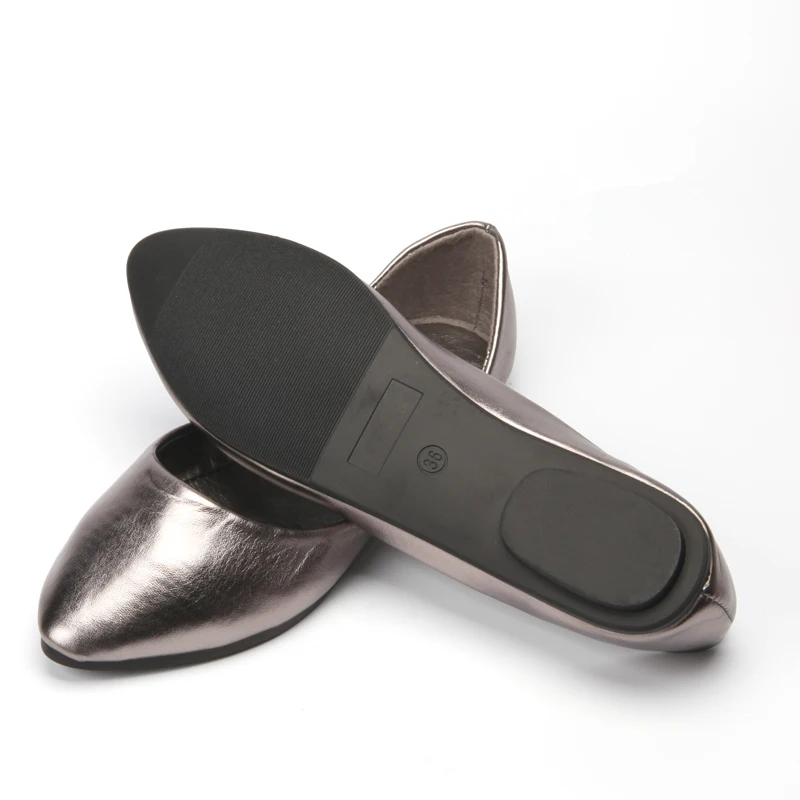 US5-9 Fashion Girls PU Leather Comfort  Gold Silver Flats SLIP-ON Concise Summer Shoes Womens