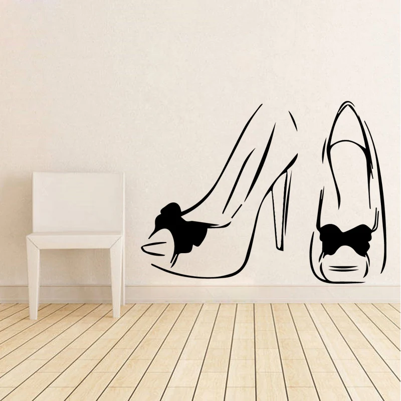 Cute  High-heeled Art Sticker Waterproof Wall Stickers For Living Room Bedroom Background Wall Art Decal