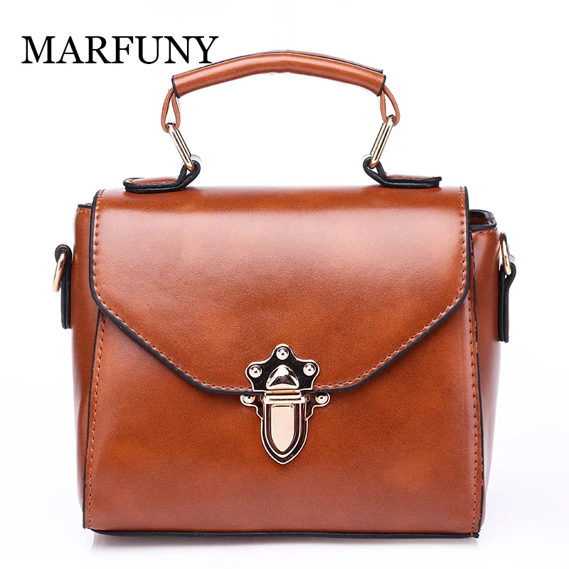 

2018 New Vintage Casual Women PU Leather Small Shoulder Bag Female Simple Handbags Ladies Messenger Bags Lock Crossbody T Bag