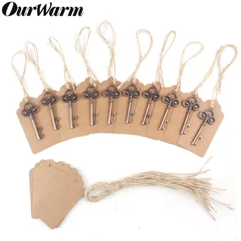 

OurWarm 50/30Pcs Wedding Souvenirs Skeleton Bottle Opener + Tags Vintage Wedding Favors and Gifts for Guest Party Decoration