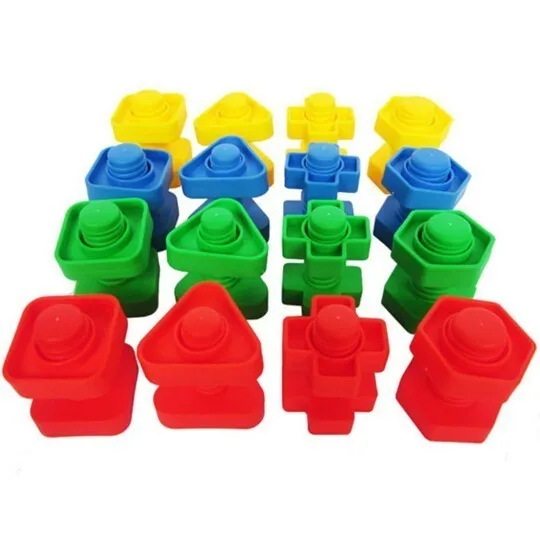 4pairs/lot Screw Building Blocks Plastic Insert Nut Shape For Children Educational Toys Scale Models Unisex Wood Multiple | Игрушки и