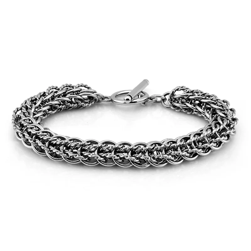 New fashion 10 mm21cm man bracelet.Solid 925 sterling silver bracelet.An antique silver Thai man ...