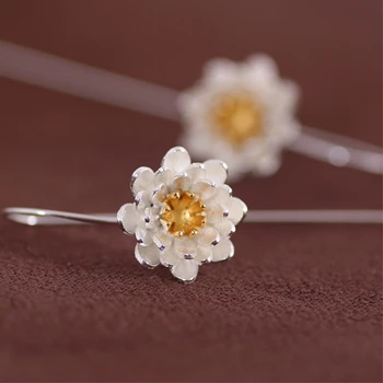 

Thailand Craft Lotus Cute 925 Sterling Silver Temperament Personality Fashion Female Earring SEA017