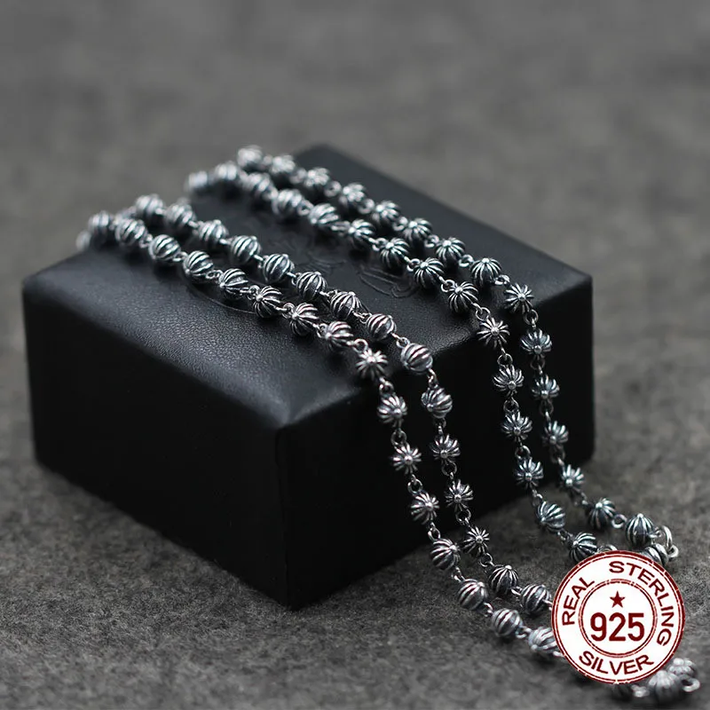 

925 sterling silver necklace personality fashion pop cross beads chain punk hip-hop style to send gifts for lovers 2019 new hot