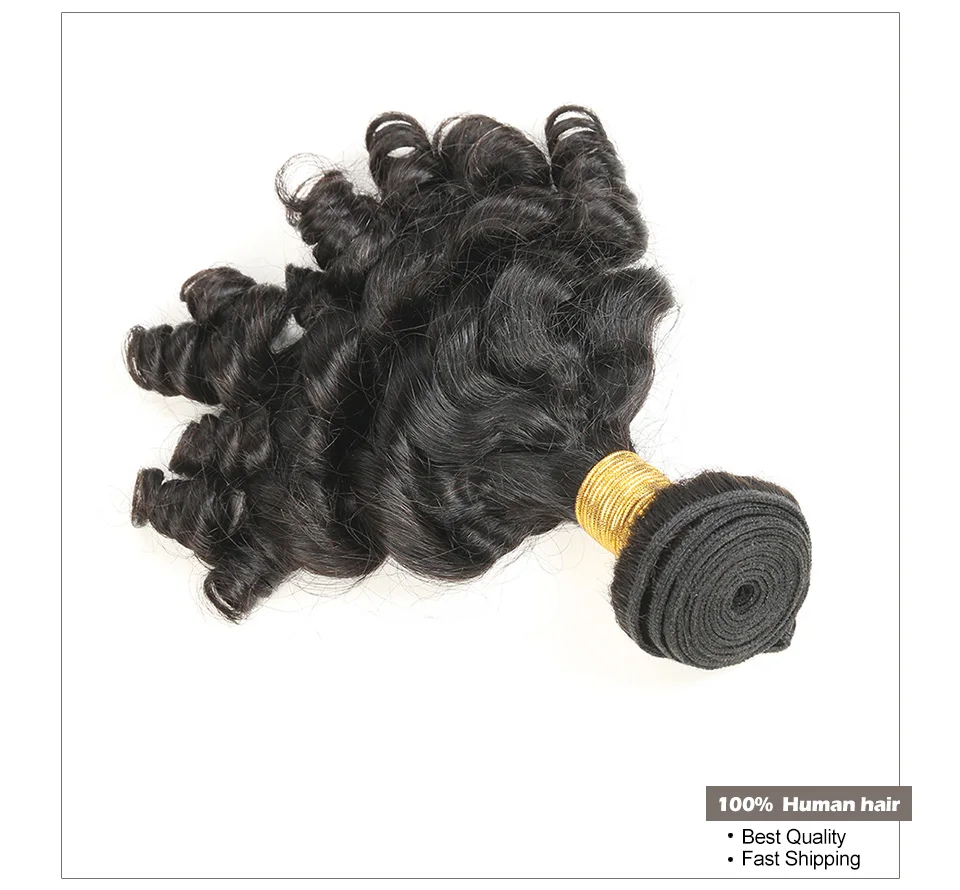 Hair Villa Pre-Colored Human Hair Weave Brazilian Funmi Curly  4 Bundles #1B Natural Black 8-26 Inches Non-Remy Hair Weft (3)