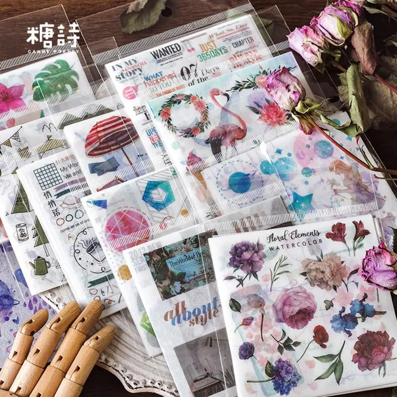 

10 Sheets Dream Flower Plant travel Diary Stickers Transparent fairy tale Scrapbooking Decorative Cute Bullet Journal Stickers