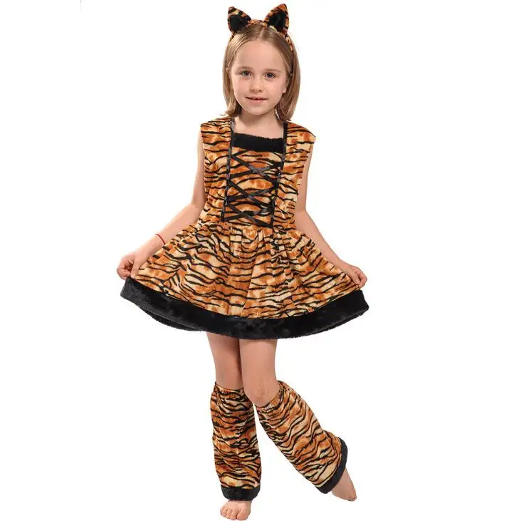 Костюм с животными для девочек костюм леопарда короткое платье-пачка для девочек, детские карнавальные костюмы на Хэллоуин Disfraz - Цвет: Style 3