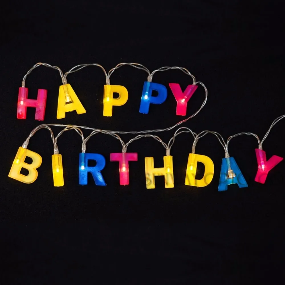 Colorful Letter Shaped HAPPY BIRTHDAY LED String Lights Battery