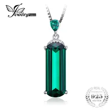 Jewelrypalace fancy cut 4.4ct creado esmeralda verde nano ruso genuino 925 plata esterlina colgante, collar 45 cm cadena de caja