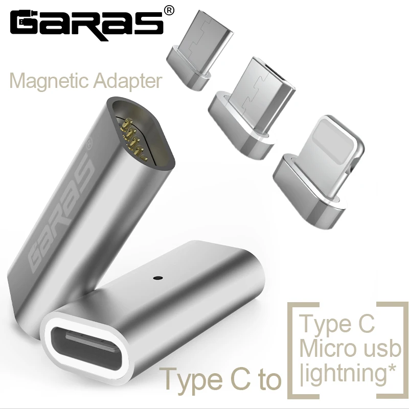 GARAS Тип C на Micro/для iPhone Магнитный адаптер для iPhone/Android 3in 1 кабель передачи данных