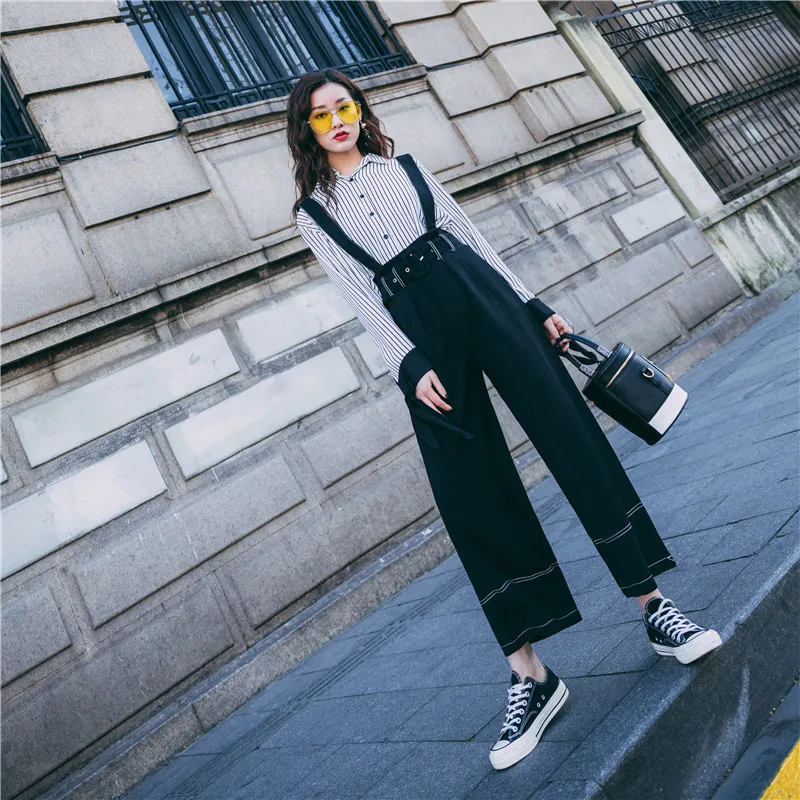 Женские широкие брюки DM Store винтажные осенние свободные однотонные с высокой