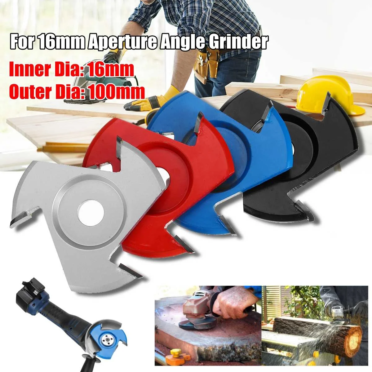 

100mm Power Wood Carving Tool Angle Grinder Triangle Blade For 16mm Aperture Angle Grinder Woodworking Power Tool