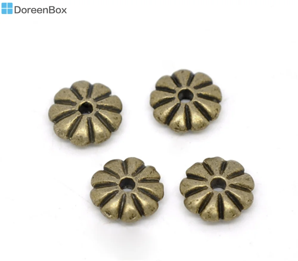 

Doreen Box hot- 100 Bronze Tone Flower Spacer Beads Findings 7x2mm (B13677)