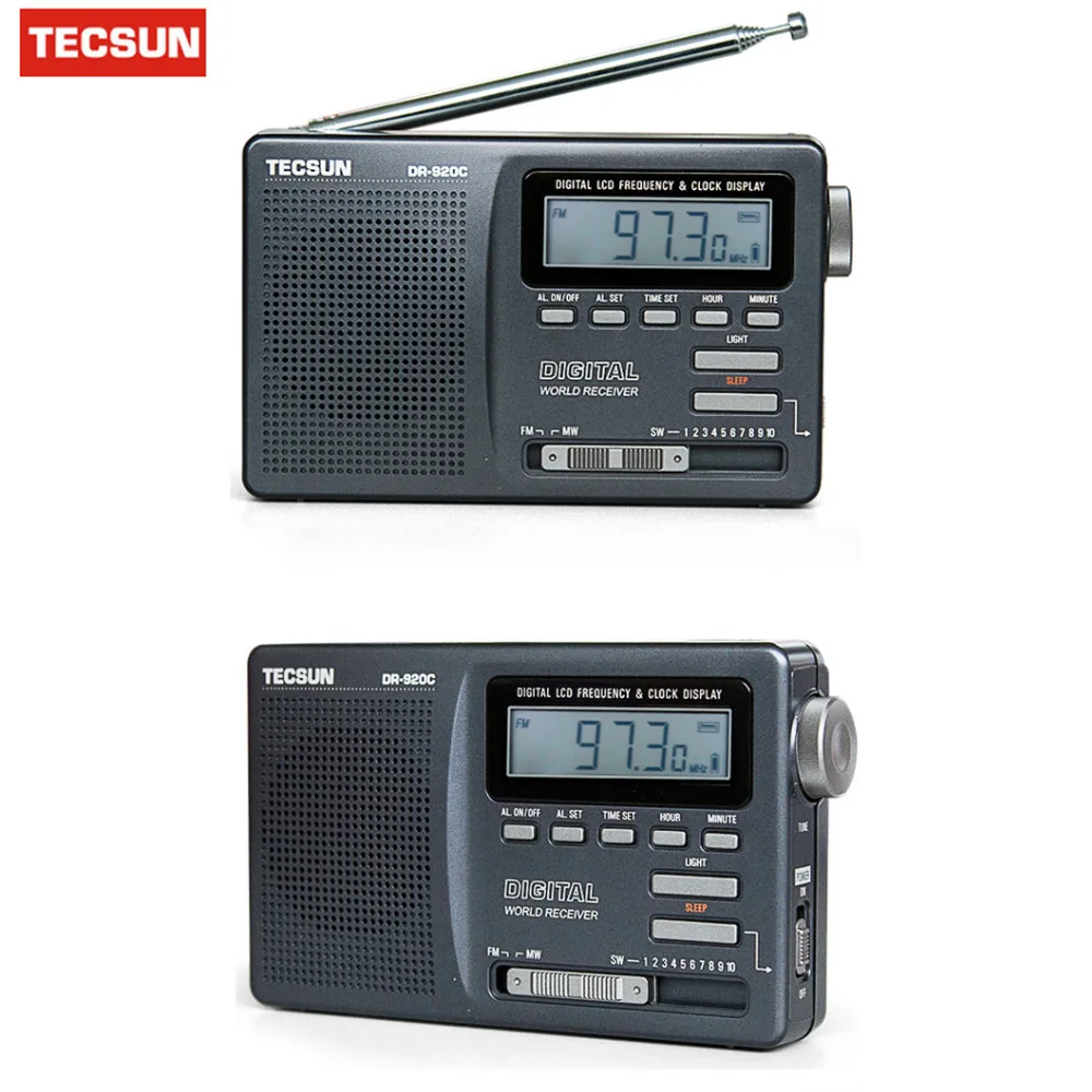 

New Original Tecsun DR-920C Radio FM MW SW 12 Band Digital Clock Alarm Receiver & Backlight FM Portable Radio Recorder Y4139