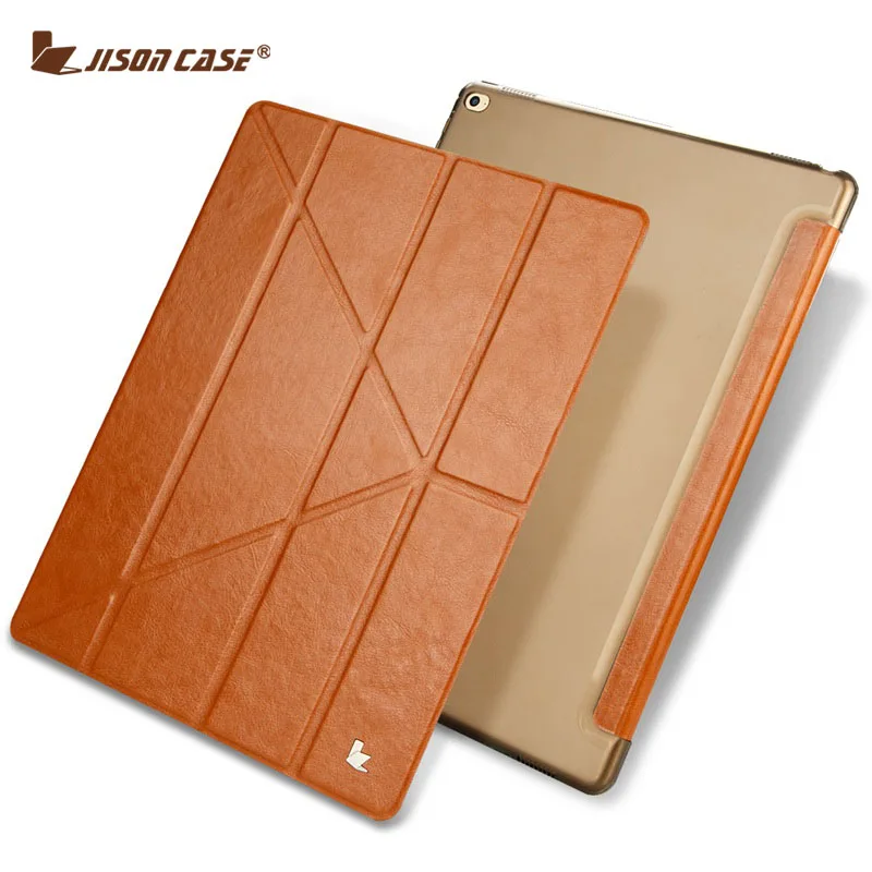 

Jisoncase Flip Case for iPad Pro 12.9 PU Leather Transparent Tablet Folio Smart Cover for iPad Pro 12.9" Slim Auto Wake Funda