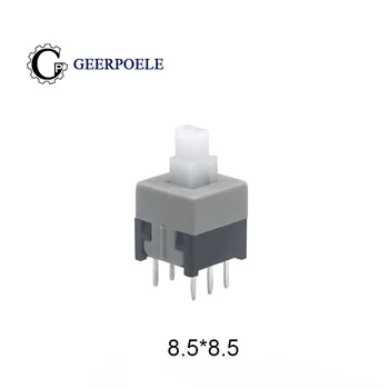 

50 pcs/lot 8.5*8.5 mm 6 Pin Mini Self-locking Push Button Switch DIP DPDT Multimeter switch 8.5x8.5 Double row Straight plug