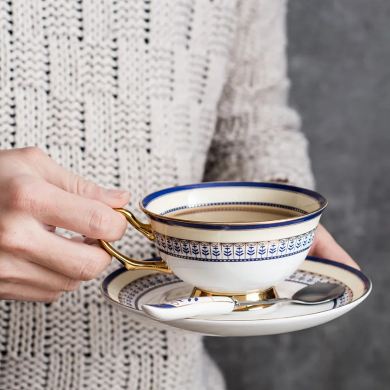 

British Style Gold Afternoon Tea Cup Saucer Set Coffee Cup Tea pot Set Tea Tray Bone China Coffee Cup Bridesmaid Gift