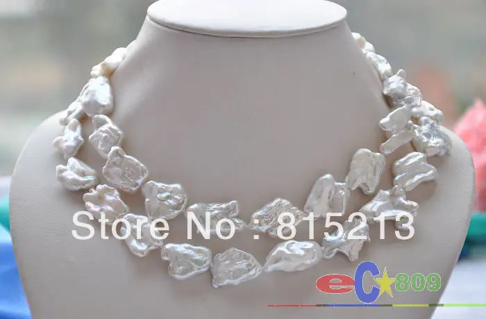 

FREE SHIPPING>>>@@ > N1177 Rare 32" 21mm white baroque KESHI REBORN biwa PEARL NECKLACE