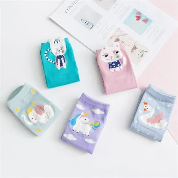 

Korea Cute Unicorn Women Socks Cotton Cartoon Funny Animal Elephant Swan Kawaii Socks For Girl Ladies Crew Socks Calcetines