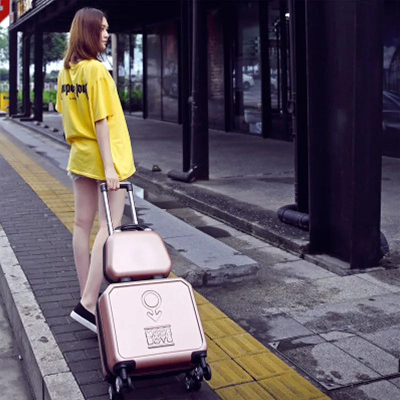 Personal password box luggage bag Korean version small fresh suitcase women's box 16 inch suitcase with 14 handbag travel bag