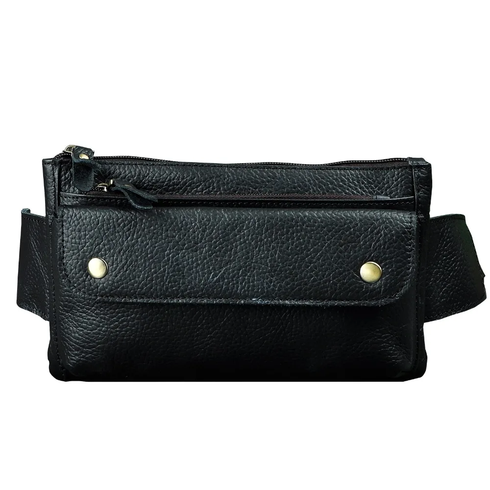 

Real Leather men Casual Design Waist Belt Bag Chest Pack Fashion Cowhide Waist Phone Cigarette Pouch 8136