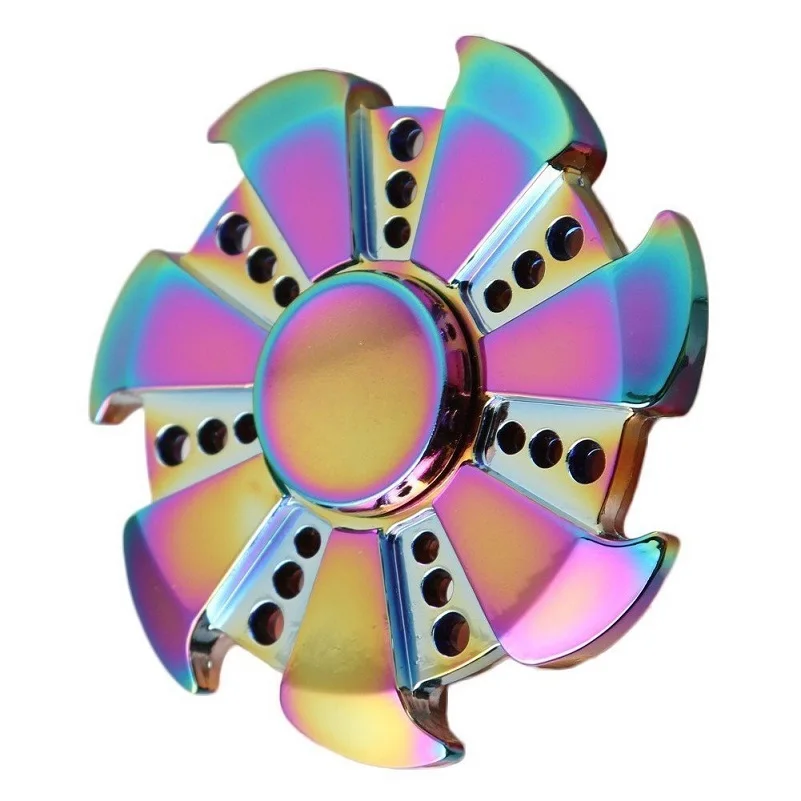 Rainbow-Heptagonal-Flower-Shape-Hand-Spinner-Metal-Fidget-Spinner-Relieves-Stress-Toy