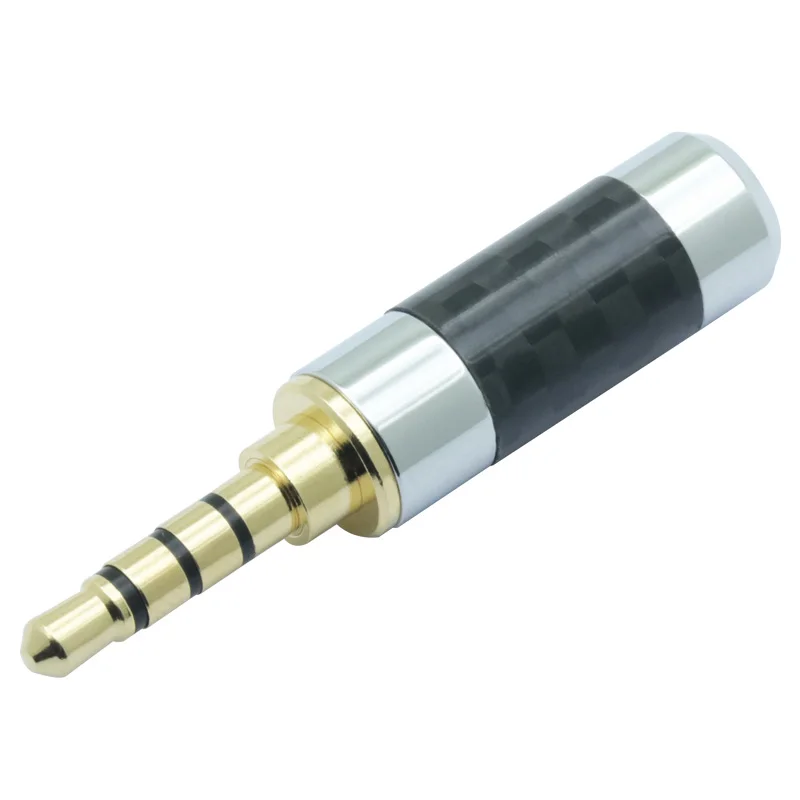 1 шт мини-джек 3,5 мм 4-полюсный стерео штекер углеродного волокна адаптер припоя Разъем подходит для кабеля 6 мм - Цвет: Silver black