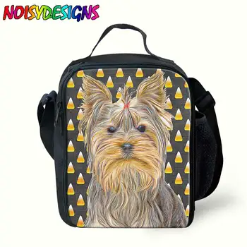 

NOISYDESIGNS 2019 Lunch Box for Kids Cute Animals Yorkshire Pattern Food Lunch Cooler Box Bags Kids Girls Messenger Bag Thermal