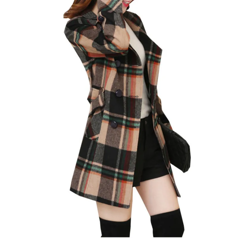 XUXI элегантное женское зимнее пальто кашемировое пальто Femme клетчатое корейское Женское пальто осенняя Верхняя одежда Толстая с поясом FZ518